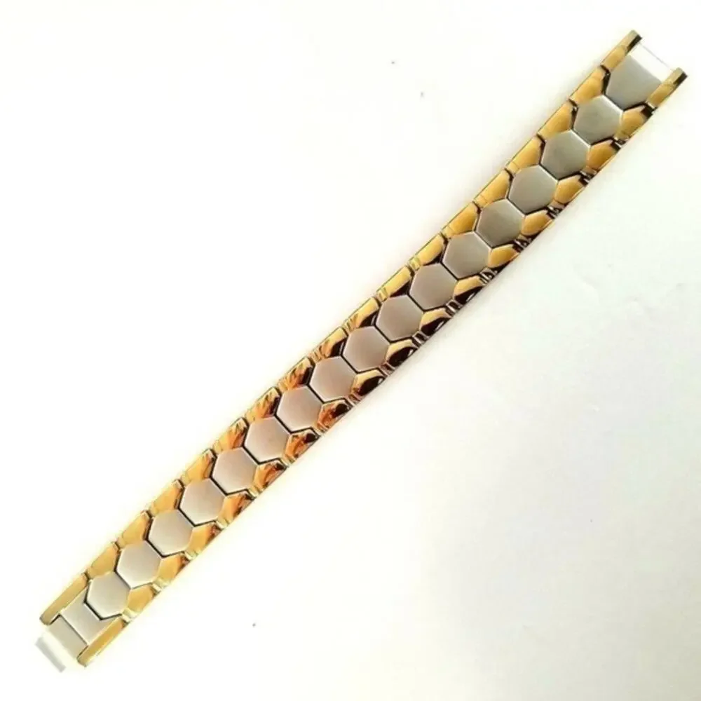 316L stainless steel silver gold magnetic men’s bracelet 8 inches - Picture 2 of 4